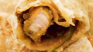 Yummy roll paratha with chutney