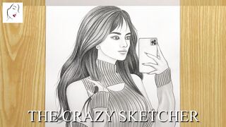 A Girl Drawing with Iphone 14 pro Max