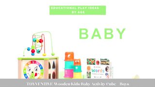 TOYVENTIVE Wooden Kids Baby Activity Cube - Boys