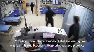CCTV footage shows a nurse running to save children as earthquake hits Turkey