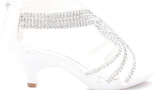 Olivia K Girls' Kids Open Toe Strappy Rhinestone Dress Sandal Low Heel Shoes -