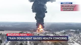 Ohio residents demanding answers after train derailment and burning chemicals