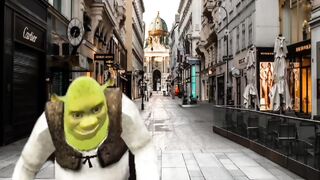 Shrek dancing at the street..