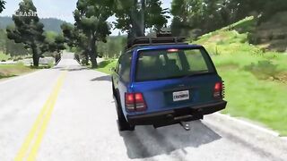 Massive Spike Strip Pileup Car Crashes #1 – Beamng Drive