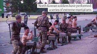 North Korean leader watches extreme martial arts performance