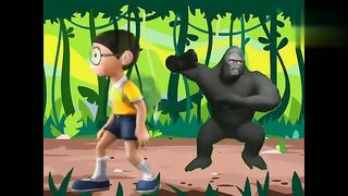 funny monkey dance with cartoon