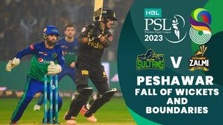let's recap peshawar zalmi's fall of wickets and boundaries | match 5 | hbl psl 8