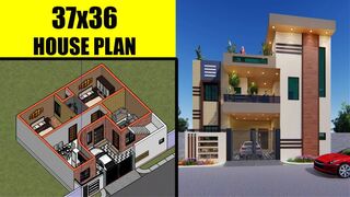 37x36 Feet North Face 4Bhk Best House Plan | 2d3d designer