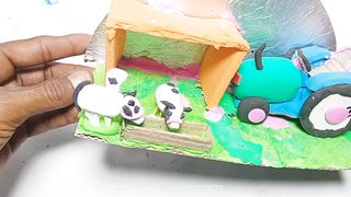 Diy how to make polymer clay miniature cow farm and tractor