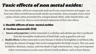 What are the toxic effects of nonmetal oxides on health and environment?
