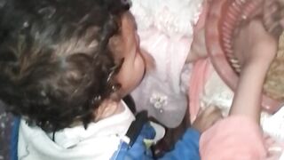 Cute baby eat lunch