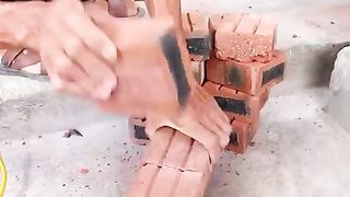 DIY A SMOKELESS wood stove with red bricks clay and cement #diy #shorts #trending