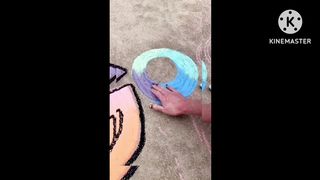 Chalk makes colourful design in Surfaces