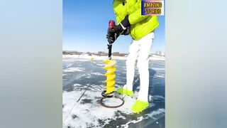 Ice Fishing On a Frozen Lake ???????? #youtube #youtubevideo #fishing
