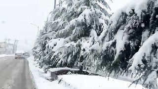 #winter in Kashmir Snow filled roads