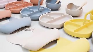 2pcs_set Silicone Baby Feeding Bowl Tableware Kids Waterproof Suction Spoon