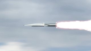 Hypersonic Missile flying in the clouds.