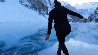 Skeet at lake , snow, 8ce