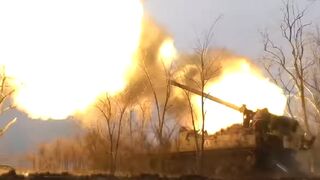 Russian forces blast Ukrainian targets with 'Hyacinth-S' rocket systems