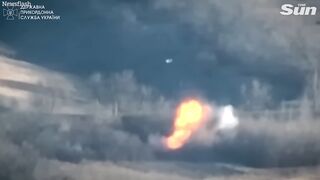 Ukrainian border guards destroy Russian military warehouse in huge blast