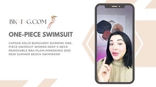 CUPSHE SOLID BURGUNDY SHIRRING ONE-PIECE SWIMSUIT - BKNING.COM