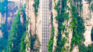 Zhangjiajie Bailong Elevator,the world's tallest outdoor lift/China