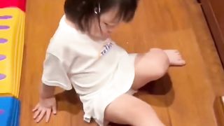 Cute baby girl love in daddy funny video