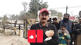 Railway closed crossing gate in jhall road Sahiwal