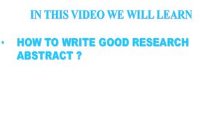 How to Write a Good Abstract for Research Paper l How to Write an APA Abstract l Write Abstract| Murad Learners Academy