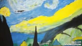 I Tried To Recreate Van Gogh's STARRY NIGHT Painting ☄ #shorts #shortvideo #paintings