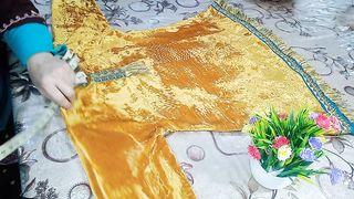 Stylish velvet dress cutting and stitching  easy velvet baby dress cutting and stitching urdu_Hindi