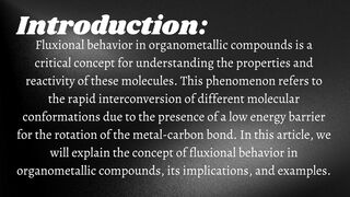 Fluxional behaviour in organometallic compounds| Learn Chemistry with Zaiba