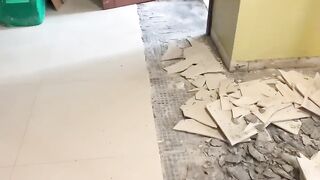 Tiles coming out ! Tiles flooring #diy #painting #renovation #plumbing #skills #job #welding #tile
