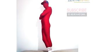 #Zentai Naru whit socks in Red #Suit - Red #Morphsuitlycra