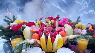 Beautiful fresh fruit, juice, tea healthy food  | nature view