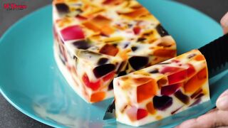 Broken Glass Jelly Pudding  Easy No-Bake Jelly Dessert  Milk & Jelly Pudding Dessert No Oven
