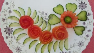 Salad decoration ideas / vegetable carving / plate decoration / side dish decoration