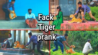 Fake  Tiger  Prank  on  Cute Girl???? Fake Tiger vs Man Prank Video