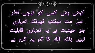 کبھی بھی کسی کو نیچی نظر سے مت دیکھو کیونکہ تمہاری جو حیثیت ہے یہ تمہاری