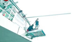 Movie  clips fall in higher building