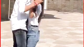Accidiently hugging on cute girl