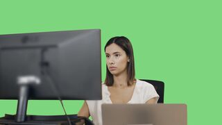Green Screen Lady with Computer