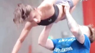 Young girls are now gymnast with man