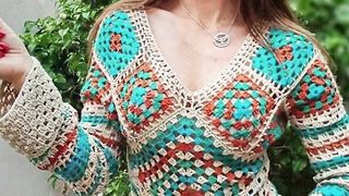 Super Stunning Latest ???? crochet granny square blouse design