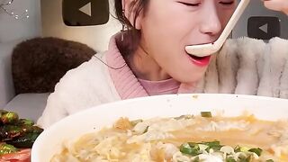 Dumpling soup w Korean kimchi