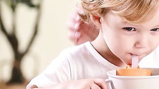 Bc Babycare 3in1 Baby Sucker Feeding_snack_soup Bowl With Straw Petal Snack Dishes Eco-friendly Non-slip Handle Kids Tableware - Dishes