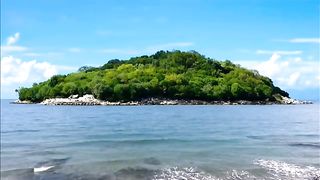 View of the Island in the Middle of the Sea from the Drone