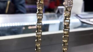 10k Yellow Gold semi-hollow Greek design chino link chain by Ijaz Jewelers