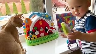 cat and kid