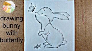 How to draw Butterfly Drawing with rabbit|| Drawing by Minha